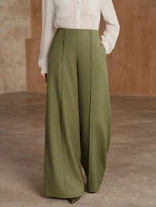 Anewsta 2026 New Women's Autumn Casual Versatile Side Pocket All-Match Wide Leg Pants For Outing, Commuting And Business - Green - View 6