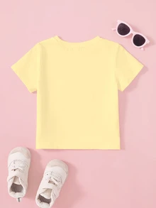 SHEIN X Care Bears 女童彩虹印花圓領短袖休閒T恤 - 白色 - 查看 2
