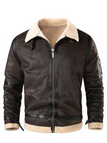 Manfinity Homme Men's Long Sleeve Zip-Up Jacket , Holiday Edition Halloween Christmas New Year's Day, Brown - Coffee Brown - View 1