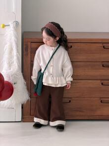 DAZY Infant/Toddler (Girl) Casual Autumn/Winter Solid Color Bottoms - Coffee Brown - View 5