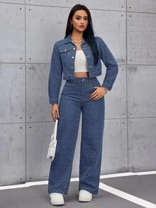 SHEIN ICON Women's Old Money Style Non-Stretch Casual Streetwear Straight Wide Leg Jeans Everyday Night Out Fall - Medium Wash - View 6