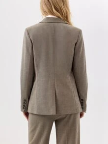 KÆRIA Hus Single-Breasted Blazer - Cross-Dye Suiting - Taupe - Matching Suit Set, Workwear, Classic, Tailored - Grey - View 2