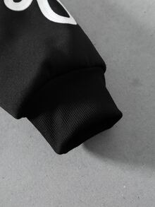 ROMWE MEN 男士寬鬆運動衫，街頭風復古 - 黑色 - 查看 6