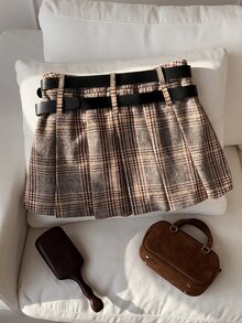 Comfortcana Women's Plaid Fashion Mini Skirt - Brown - View 2