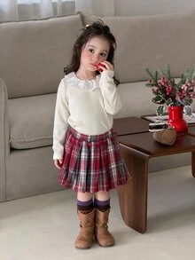DAZY Infant/Toddler (Girl) Round Neck Casual Autumn/Winter Long Sleeve Top - Beige - View 4