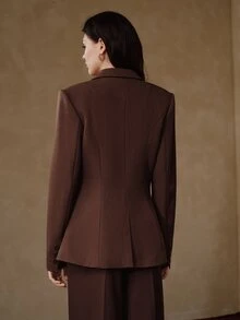 Anewsta Women's New Vintage Elegant Party Evening Heavy Embroidery Hollow Out Long Sleeve Rhinestone Bling Blazer - Brown - View 7