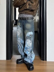 STEELVANCE Men's Printed Pattern Denim Jeans - Dark Wash - View 6
