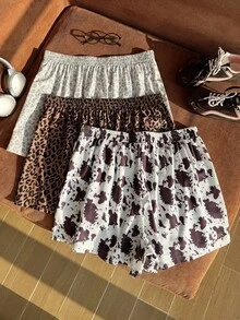 Comfortcana Bộ 3 quần short size lớn màu trơn và họa tiết cành cây, phù hợp mặc hàng ngày, đơn giản đa năng thoải mái - Nhiều màu - Xem 7