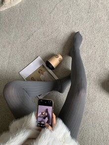 FRIFUL Women's Grey Versatile Slimming Footed Leggings, Autumn/Winter - Grey - View 3
