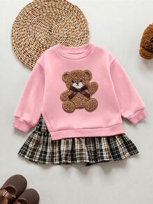 SHEIN LMoss Kids 少女復古時尚百搭休閒日常穿搭 秋冬款，適合外出與校園 - 粉色 - 查看 5