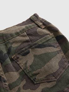 ROMWE Grunge Punk Women's Vintage Wide Belt Metal Contrast Color Denim Shorts - Green - View 4