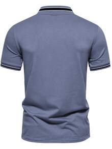Manfinity Mode Men's Colorblock Casual Daily Short Sleeve Polo Shirt - Grey - View 2