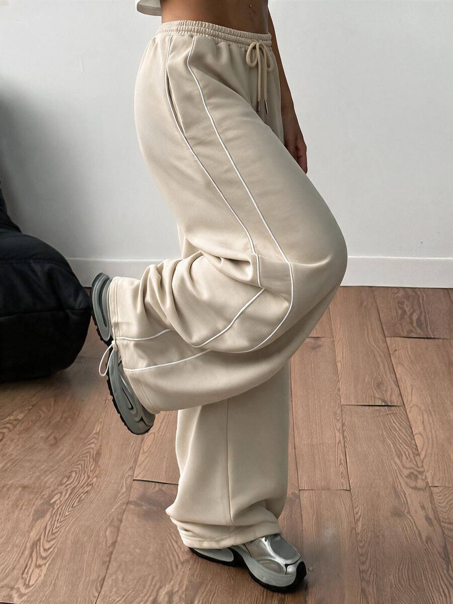 Coolane Summer Sport Casual Logo Pattern Baggy Sweatpants - Apricot - View 1