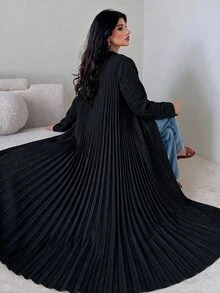 Yasveil Abaya dengan Lipatan di Bagian Bawah dan Bukaan di Bagian Depan - Dark Green - View 6