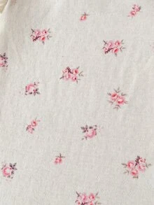SHEIN Vintaside Kids 女嬰連身衣 2 件組 長袖花卉印花褲 日常穿著 卡其色與炭灰色 秋冬款 - 彩色 - 查看 8