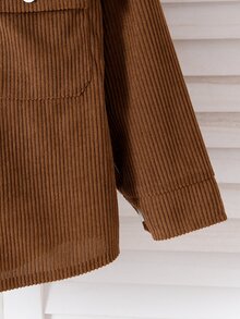 SHEIN 男童時尚休閒連帽外套，附口袋翻蓋裝飾，燈芯絨外套，適合日常休閒、外出、上學及各種場合，春秋穿著 - 彩色 - 查看 6