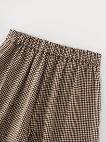 GlowEve Women's Plaid Pleated Casual Versatile Daily Wear Long Pants - Brown - View 5