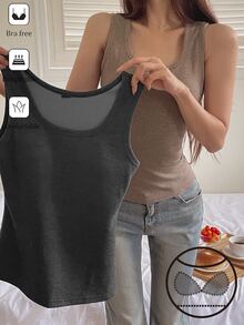 DAZY Women's Solid Color Casual Tank Top - Coffee Brown - View 4