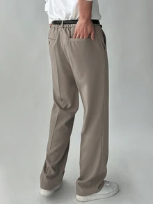 DAZY Spring/Autumn Solid Khaki Semi-Elastic Waist Commuter Long Pants For Men - Khaki - View 2