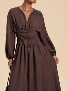 Travachic Women's Long Sleeve Solid Color Jumpsuit - Brown - View 3