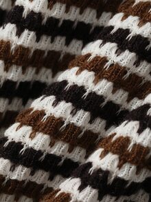 DAZY Kaos Hamil Lengan Panjang Longgar Bergaris Blok Warna Kasual untuk Liburan Sehari-hari Streetwear Musim Semi Musim Gugur - Coklat - View 8