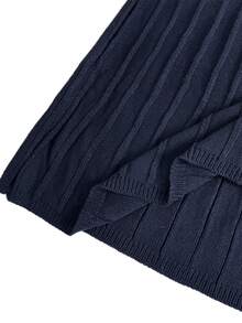 Vionelle Plus Size Women's Button French Elegant Long Sweater Dress Long Sleeve Autumn/Winter - Navy Blue - View 7