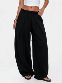 Avantive Women's Solid Color Pocket Casual Daily Wear Long Pants - Black - View 2