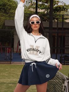 SHEIN Women's Casual Letter Print Sports Sweatshirt - White - View 4