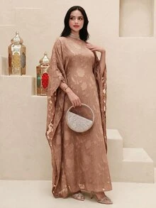 Yasmyna 女款圓領鏤空休閒寬鬆時尚土耳其式長衫 - 駝色 - 查看 5