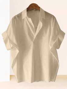 Franclia Fashionable High-End French Design Loose Batwing Sleeve Collared Women's Blouse - Apricot - View 5