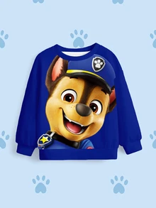 SHEIN | PAW Patrol بلوزة رياضية كاجوال يومية بأكمام طويلة وطبعة كرتونية للأولاد الصغار - أبيض - مشاهدة 7