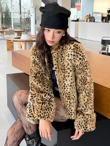 K-Vae Women's Autumn/Winter Leopard Print Long Sleeve Fashion Versatile Jacket - Multicolor - View 4
