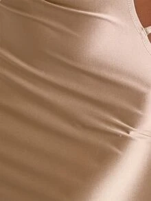 MUSERA Off The Shoulder Fitted Waist Cutout Detail Maxi Length Dress Sexy Evening Night Going Out Fall Winter Autumn Solitude - Khaki - View 6