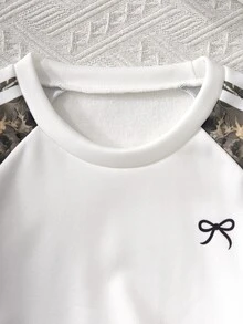 SHEIN Sparklyn 女童 2 件組落肩袖衛衣套裝，圓領衛衣，適合秋冬，保暖內裡，加厚毛茸茸，寬腿鬆款長褲，適合上學、通勤、戶外活動與休閒穿著 - 綠色 - 查看 4