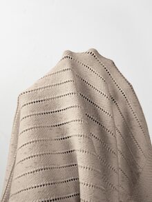 SHEIN 不對稱單肩針織套頭衫 | 米色寬鬆落肩毛衣 秋冬款 - 米色 - 查看 4