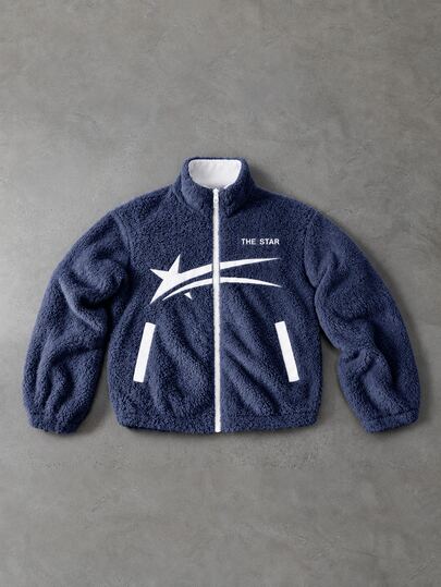 Manfinity EMRG Men's 1pc Coat , White Thermal Lined , Star Pattern, High Inclusivity, Full Length Sleeves And A Front Zipper From Collar To Waist. Ins High Praise Bestseller, Casual Wear, Mature Casual Commute Back To School Vacation, Gift For Husband Or Boyfriend, Unisex Couple
