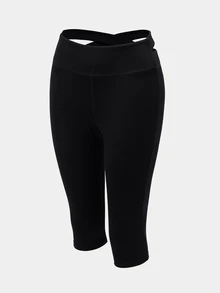 Velisys Velisys Women's Casual High Waist Criss-Cross Fitted Sports Shorts - Black - View 3