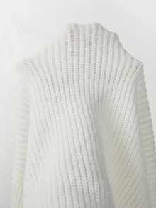 SHEIN Fall Casual Half Zip Stand Collar Knit Two‑Piece Outfits, Women Drop Shoulder Sweater & Wide Leg Pan - Beige - View 5