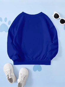 SHEIN | PAW Patrol بلوزة رياضية كاجوال يومية بأكمام طويلة وطبعة كرتونية للأولاد الصغار - أبيض - مشاهدة 2
