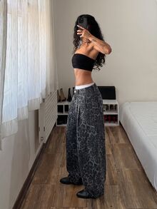 Jeanoix Petite Y2K Women's Denim Wide Leg Pants - Multicolor - View 6