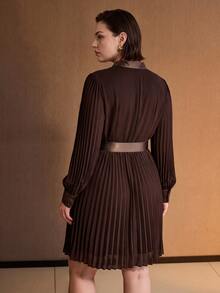 MOTF PREMIUM PLUS SIZE RUCHED WAIST SHORT DRESS, AUTUMN/WINTER - Mocha Brown - View 5