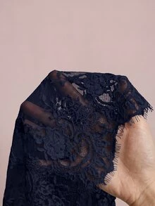Freevana 女款蕾絲貝殼鈕扣透視襯衫 大尺碼 寬鬆 優雅休閒 日常外出通勤度假 春夏女裝大尺碼襯衫 - 寶藍色 - 查看 5