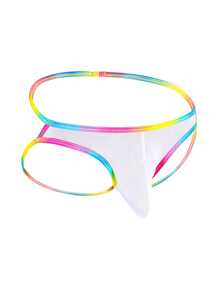 DrisQ DrisQ 1pc Men's Striped Colorblock Sexy Thong Underwear - White - View 3
