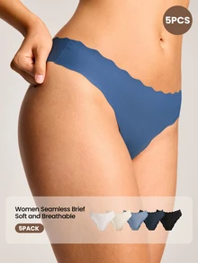Barelissa Celana Dalam Segitiga Perekat Nyaman dengan Tepi Bergelombang untuk Wanita, 5pcs/Set - MultiWarna - View 1