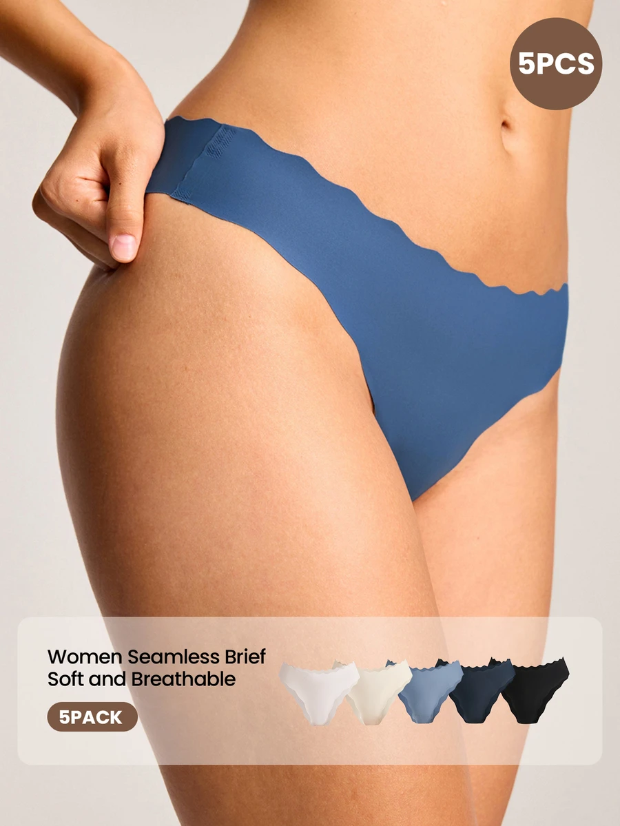 Barelissa Celana Dalam Segitiga Perekat Nyaman dengan Tepi Bergelombang untuk Wanita, 5pcs/Set - MultiWarna - View 1