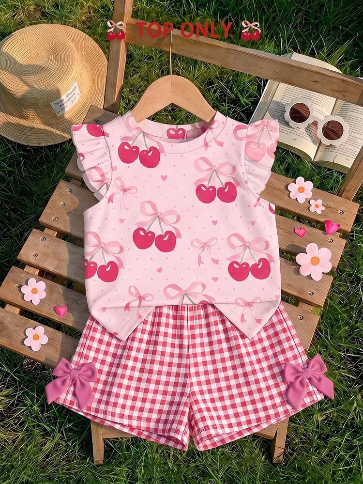 Baby Girl Casual Fashion Cute Flutter Sleeve Round Neck Top, Suitable For Spring And Summer - Multicolor - View 1
