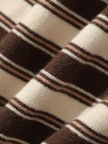 DAZY Women's Button Half-Placket Striped Colorblock Sweater Dress - Brown - View 8