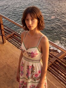 CAJUNI Tropical Vacation Floral Embroidery Mini Dress With Long Sleeves - Multicolor - View 7