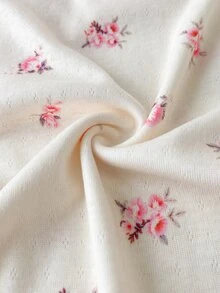 SHEIN Vintaside Kids 女嬰連身衣 2 件組 長袖花卉印花褲 日常穿著 卡其色與炭灰色 秋冬款 - 彩色 - 查看 16