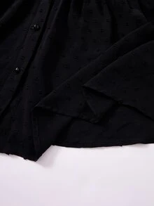 Rusticease Plus Size Vintage Jacquard Button Long Sleeve Shirt For Vacation - Black - View 6